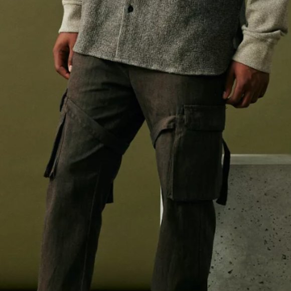 Standard Cloth Cotton Chocolate Herringbone Twill Flared Cargo Pant men XL orXXL - Picture 5 of 15